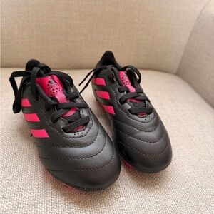 adidas Kids Black and Hot Pink Soccer Cleats